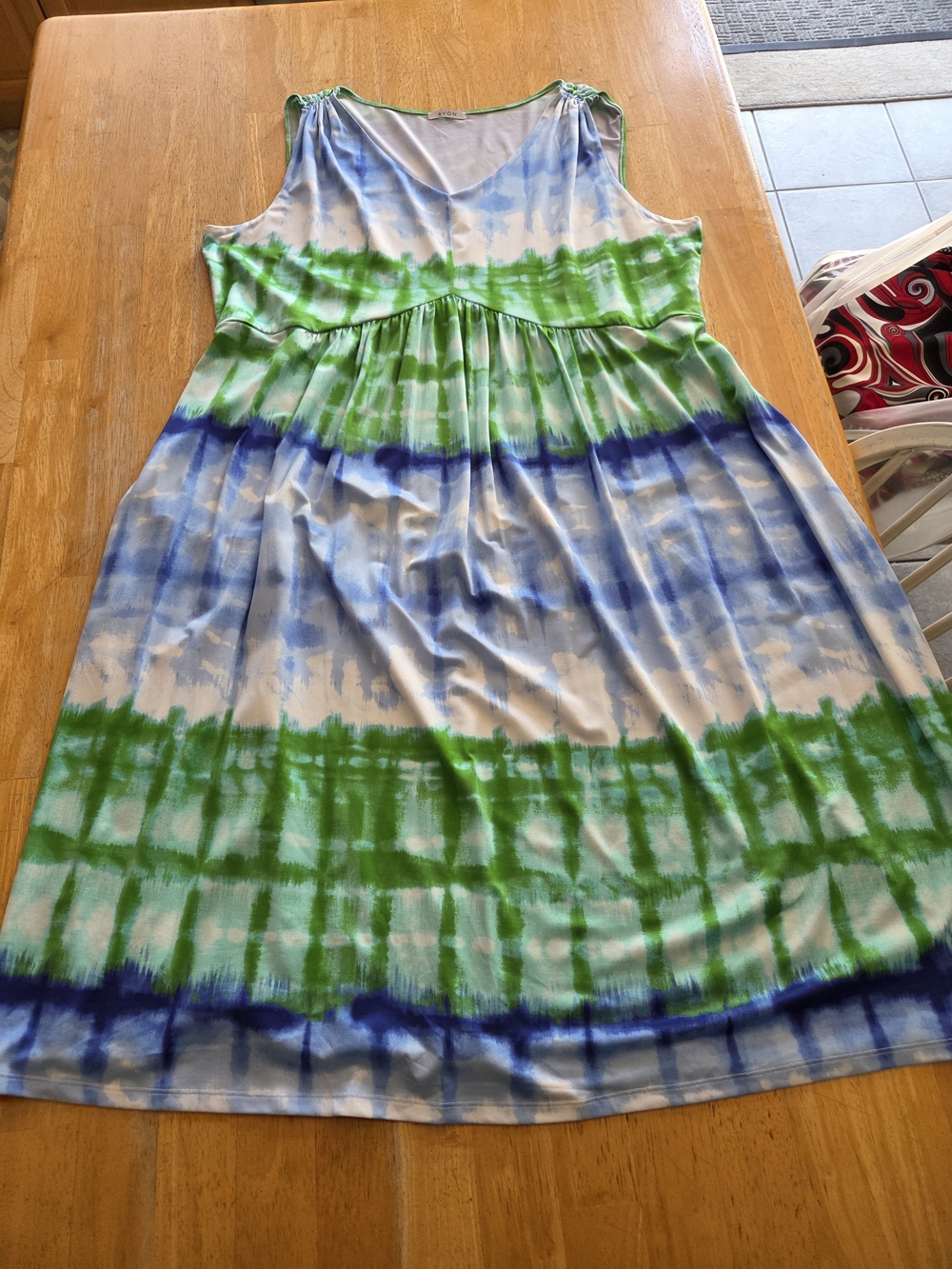 Avon Blue, Green and White Tie-Dye Midi Dress